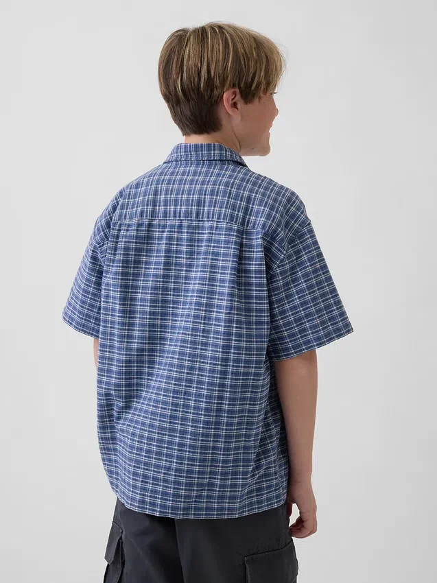 Camisas de oxford a cuadros de corte holgado para niños