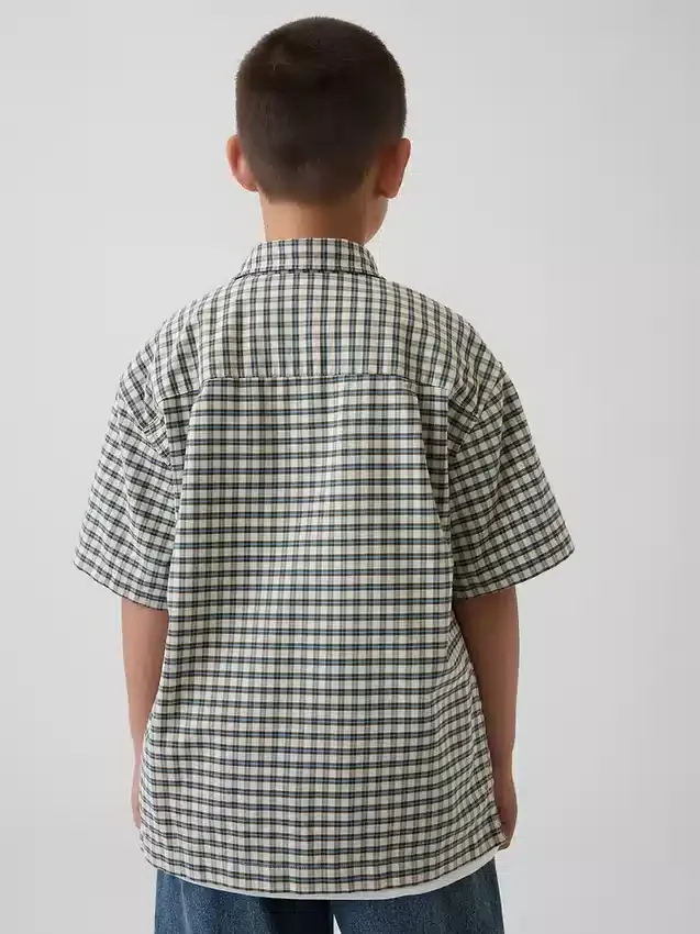Camisas de oxford a cuadros de corte holgado para niños