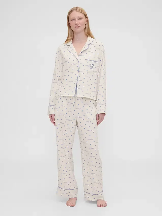 Camisas de pijama de franela holgada con lunares de GAP × Summer Fridays