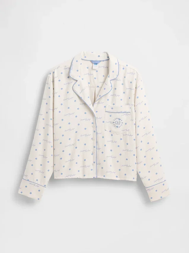 Camisas de pijama de franela holgada con lunares de GAP × Summer Fridays