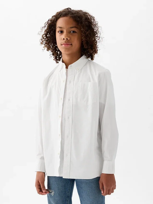 Camisas de popelín de algodón orgánico para niños