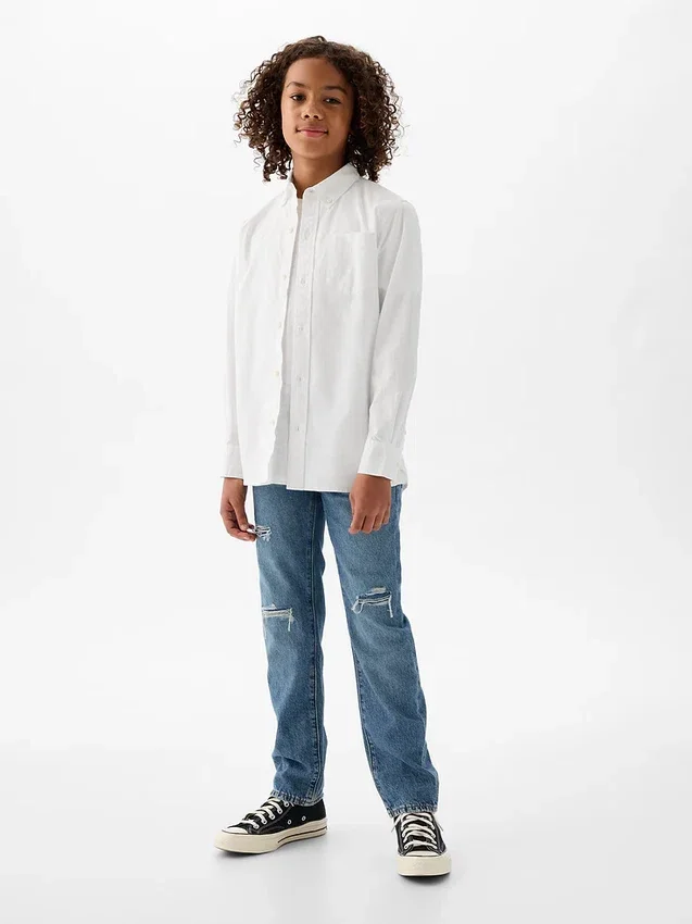 Camisas de popelín de algodón orgánico para niños