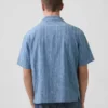 Camisas de resort de denim con tejido dobby