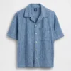 Camisas de resort de denim con tejido dobby