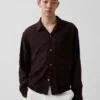 Camisas de seersucker de corte holgado con dobladillo recto