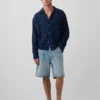 Camisas de seersucker de corte holgado con dobladillo recto