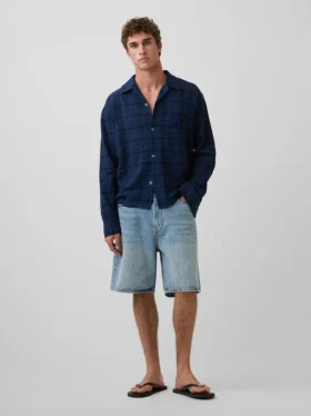 Camisas de seersucker de corte holgado con dobladillo recto