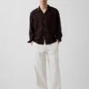 Camisas de seersucker de corte holgado con dobladillo recto