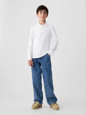 Camisas de uniforme de algodón orgánico para niños