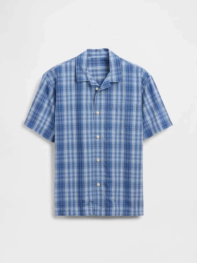 Camisas de vacaciones holgadas a cuadros con textura para niños