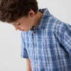Camisas de vacaciones holgadas a cuadros con textura para niños