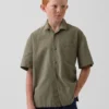 Camisas de vacaciones para niños, de algodón seersucker texturado y corte holgado