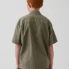 Camisas de vacaciones para niños, de algodón seersucker texturado y corte holgado