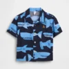 Camisas estampadas de popelín de algodón orgánico para bebés y niños pequeños
