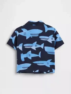 Camisas estampadas de popelín de algodón orgánico para bebés y niños pequeños