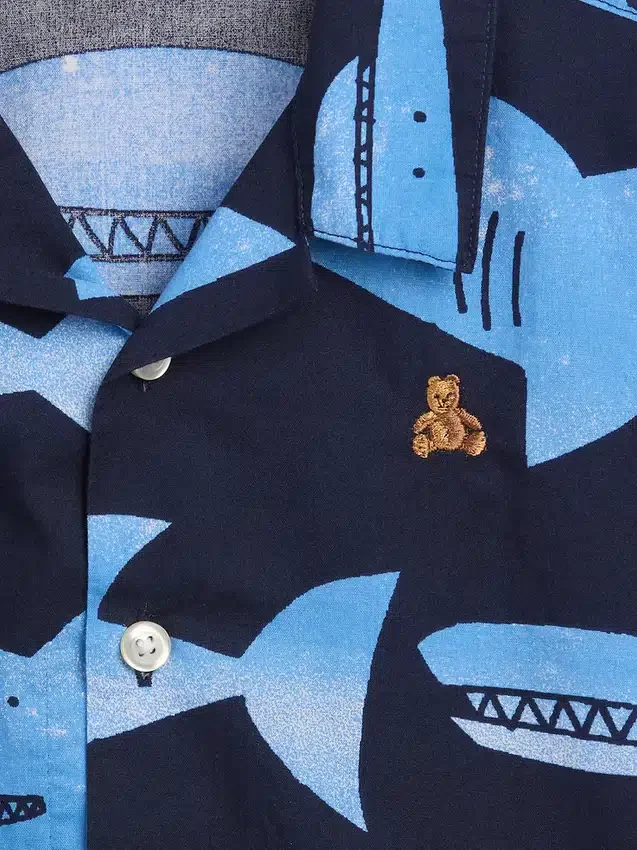 Camisas estampadas de popelín de algodón orgánico para bebés y niños pequeños