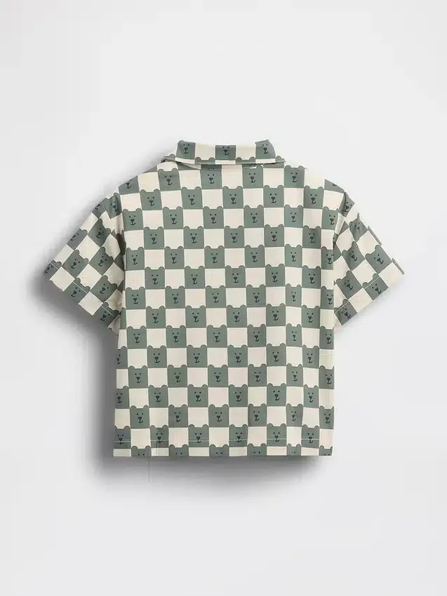Camisas estampadas de popelín de algodón orgánico para bebés y niños pequeños