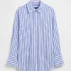 Camisas grandes a rayas de popelín de algodón orgánico
