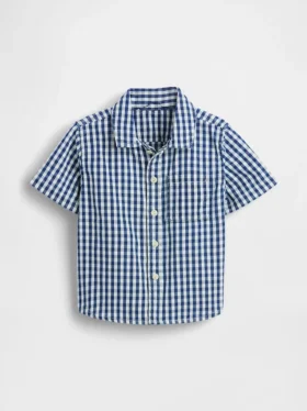 Camisas grandes de mezclilla a cuadros vichy para bebés y niños pequeños