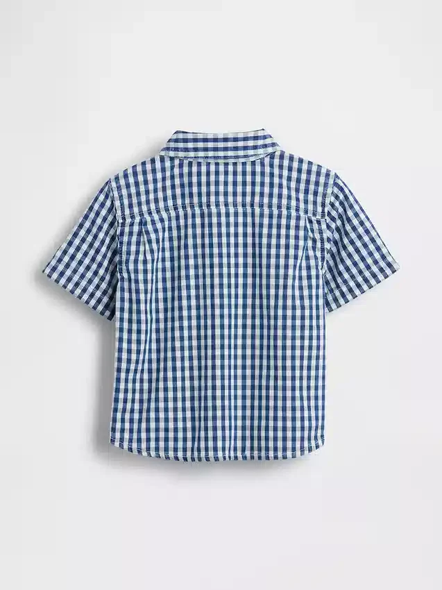 Camisas grandes de mezclilla a cuadros vichy para bebés y niños pequeños