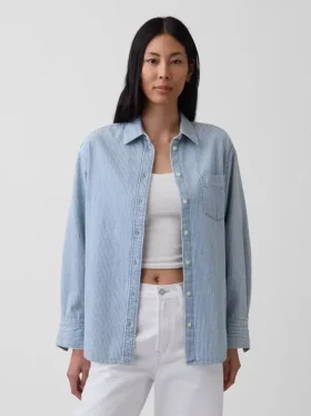 Camisas grandes de mezclilla a rayas