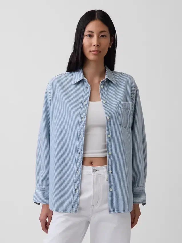 Camisas grandes de mezclilla a rayas