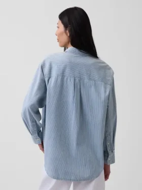 Camisas grandes de mezclilla a rayas