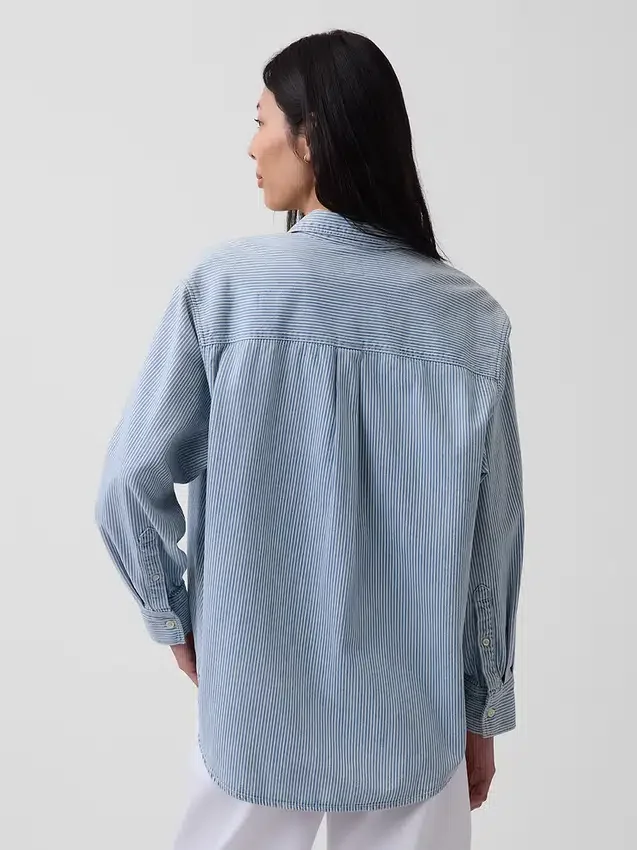 Camisas grandes de mezclilla a rayas