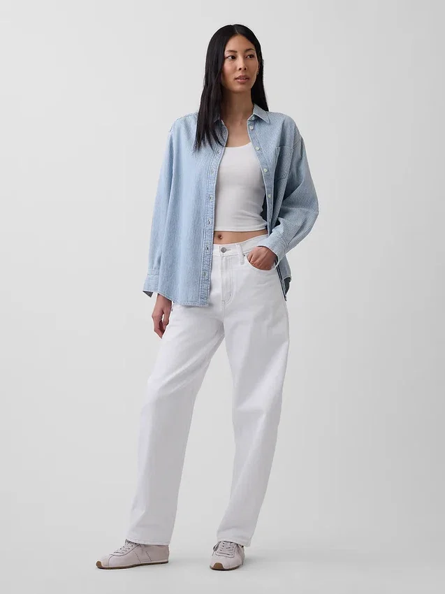 Camisas grandes de mezclilla a rayas