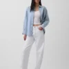 Camisas grandes de mezclilla a rayas