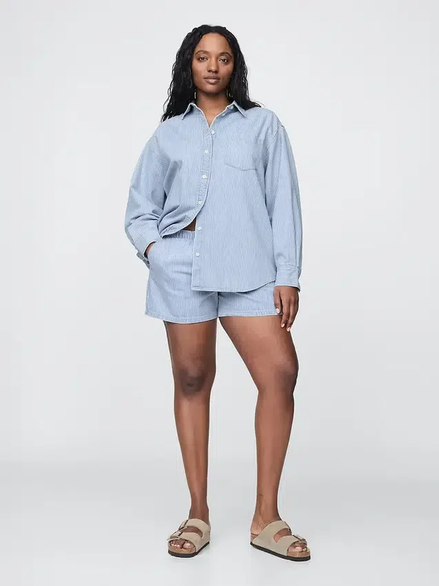 Camisas grandes de mezclilla a rayas