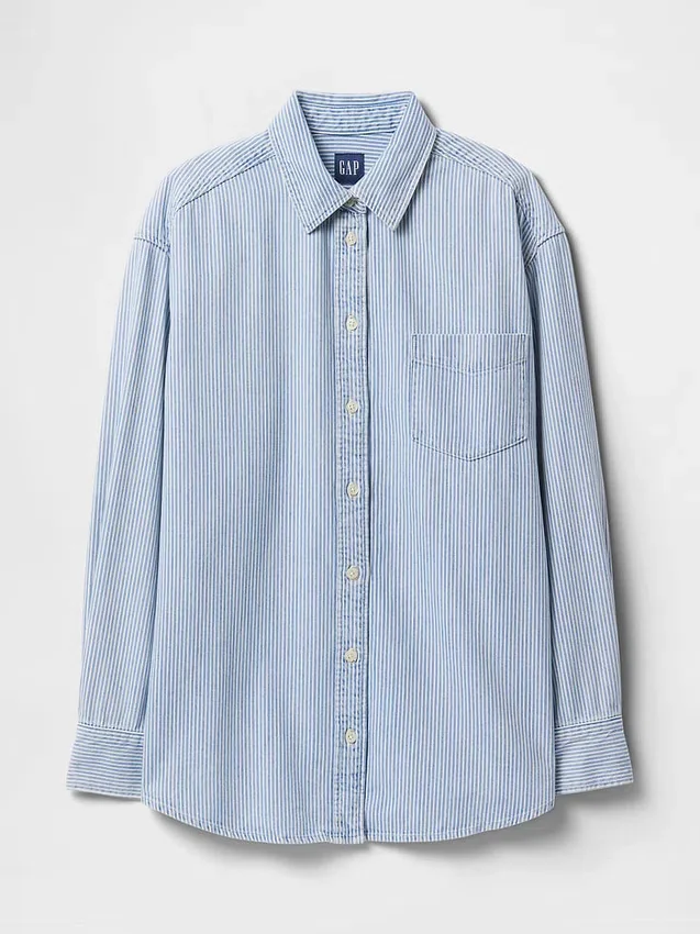 Camisas grandes de mezclilla a rayas