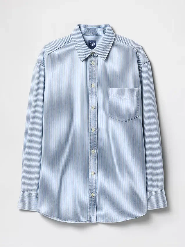 Camisas grandes de mezclilla a rayas