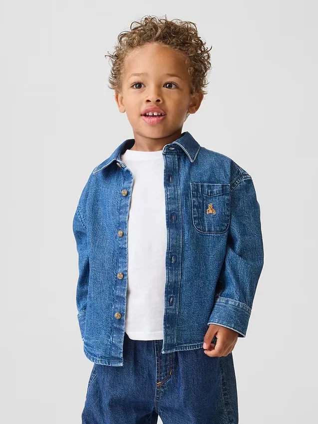 Camisas grandes de mezclilla para bebés y niños pequeños