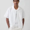Camisas holgadas de lino y algodón con dobladillo recto