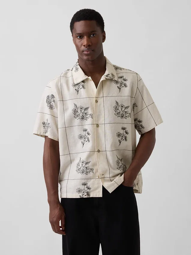 Camisas holgadas de lino y algodón con dobladillo recto