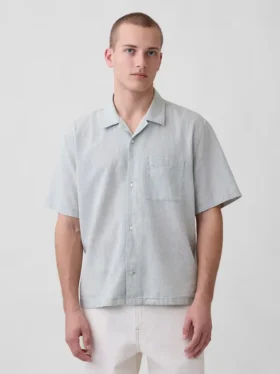 Camisas holgadas de lino y algodón con dobladillo recto