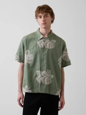 Camisas holgadas de lino y algodón con dobladillo recto