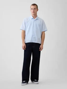 Camisas holgadas de lino y algodón con dobladillo recto