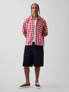 Camisas holgadas de lino y algodón con dobladillo recto