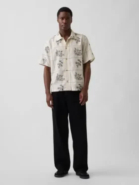 Camisas holgadas de lino y algodón con dobladillo recto