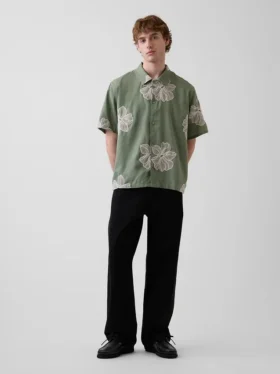 Camisas holgadas de lino y algodón con dobladillo recto
