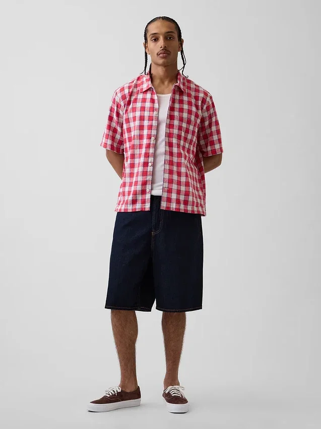 Camisas holgadas de lino y algodón con dobladillo recto