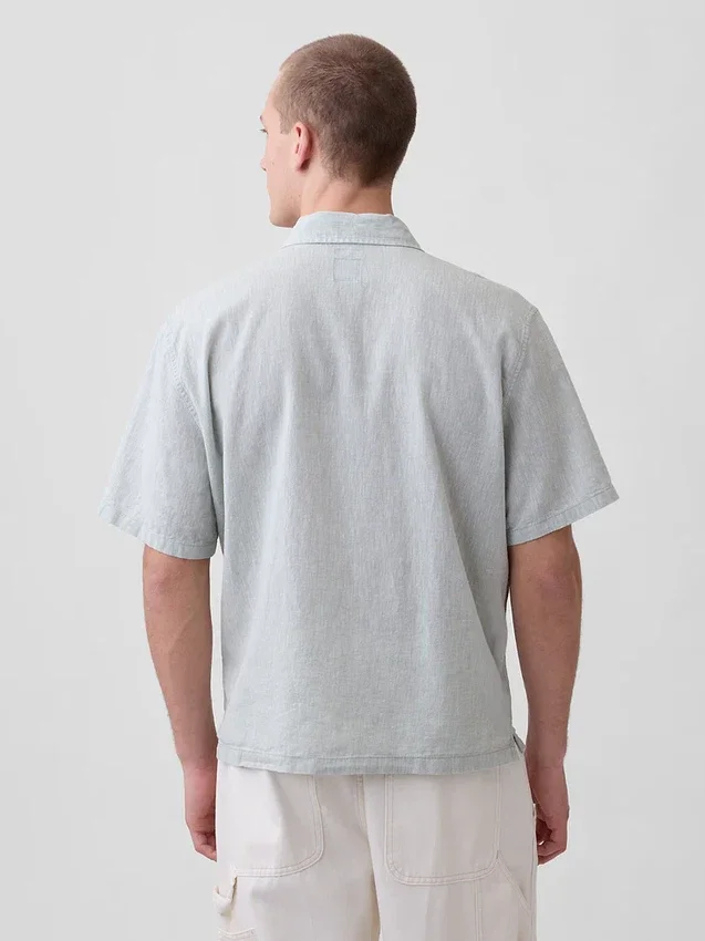 Camisas holgadas de lino y algodón con dobladillo recto