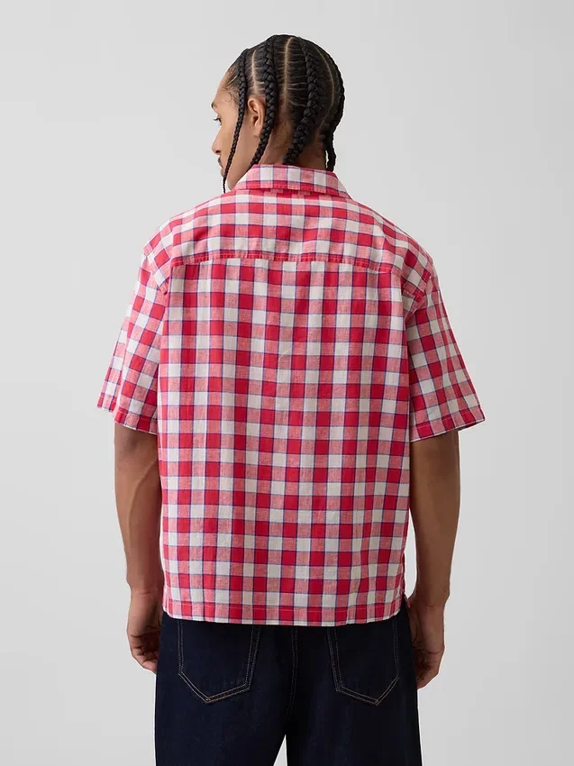 Camisas holgadas de lino y algodón con dobladillo recto