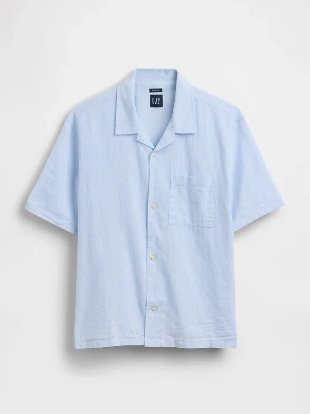 Camisas holgadas de lino y algodón con dobladillo recto