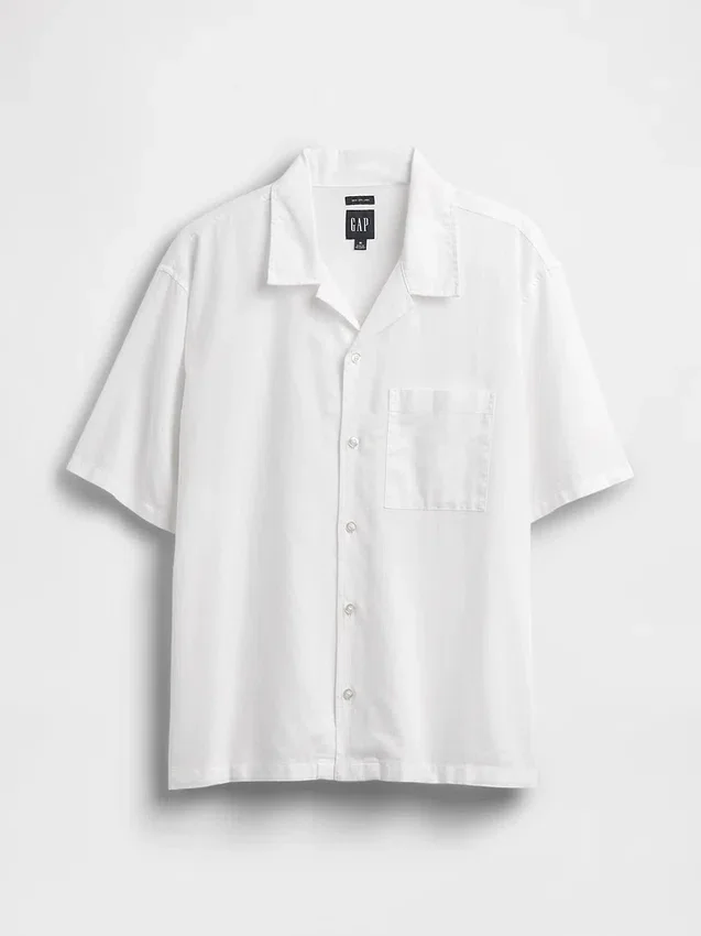 Camisas holgadas de lino y algodón con dobladillo recto