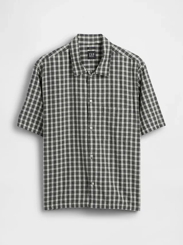 Camisas holgadas de lino y algodón con dobladillo recto