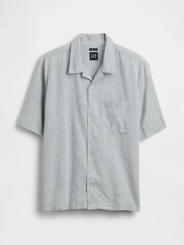 Camisas holgadas de lino y algodón con dobladillo recto