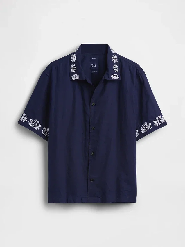 Camisas holgadas de lino y algodón con dobladillo recto